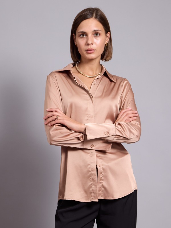 Alexis -Satin Shirt In Camel