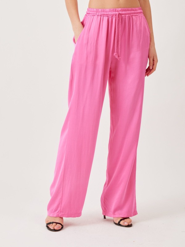 Bonnie - Silk-Satin Wide Leg Pants In Pink