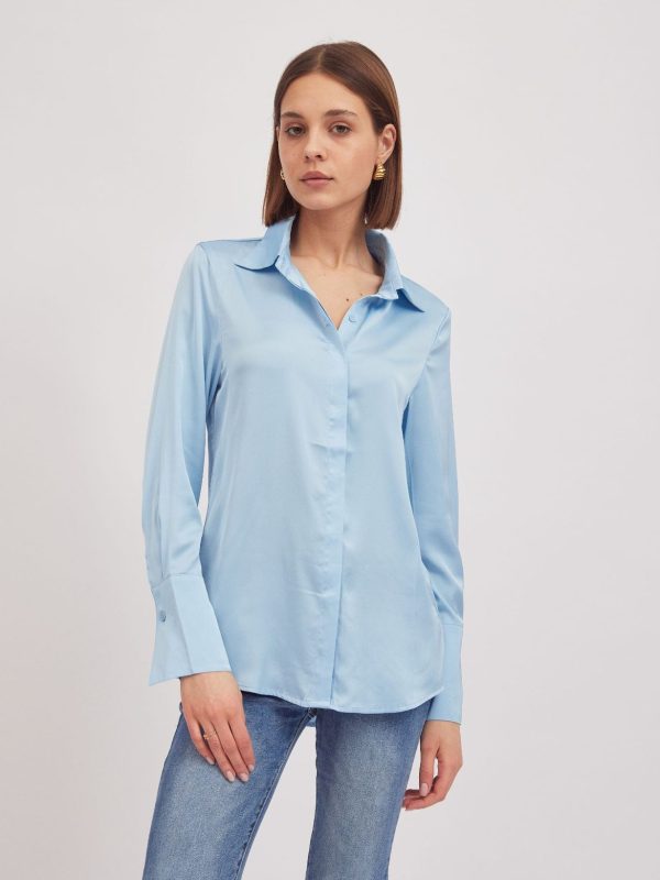 Alexis -Satin Shirt In Blue