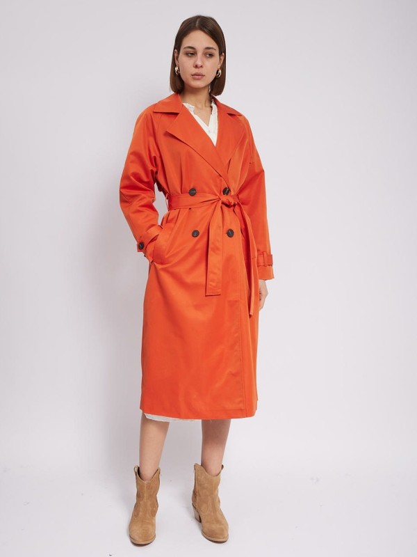 Cassidy -belted cotton-gabardine  trench coat in Orange