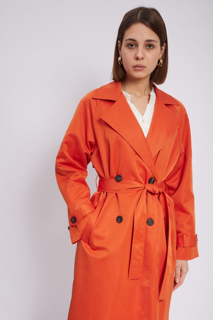 Cassidy -belted cotton-gabardine trench coat in Orange - yLondon