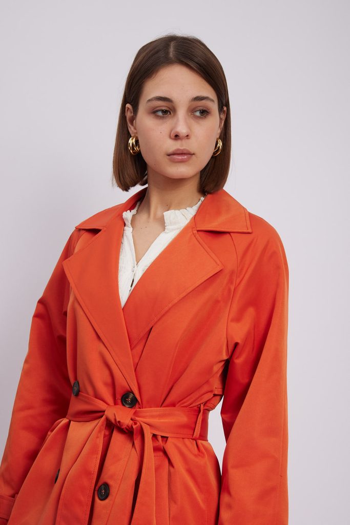 Cassidy -belted cotton-gabardine trench coat in Orange - yLondon