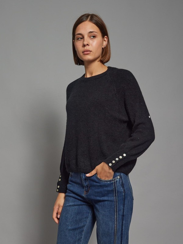 Agnes - Button-embellished Sweater in black