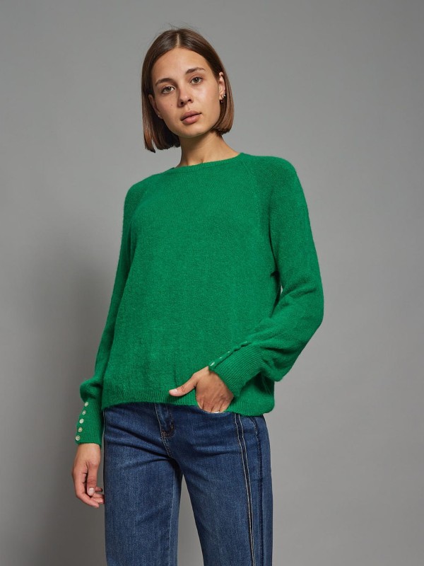 Agnes - Button-embellished Sweater in green
