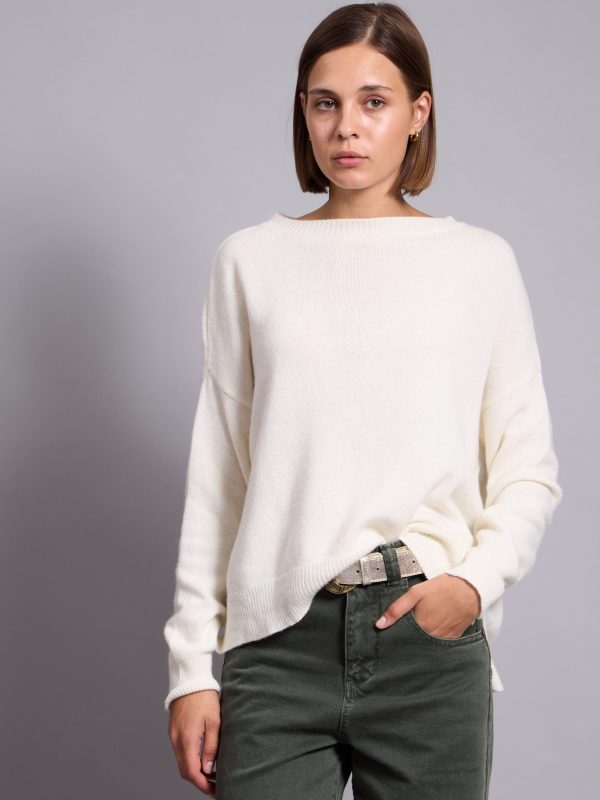 Kaitlyn - Cashmere Blend Sweater In White