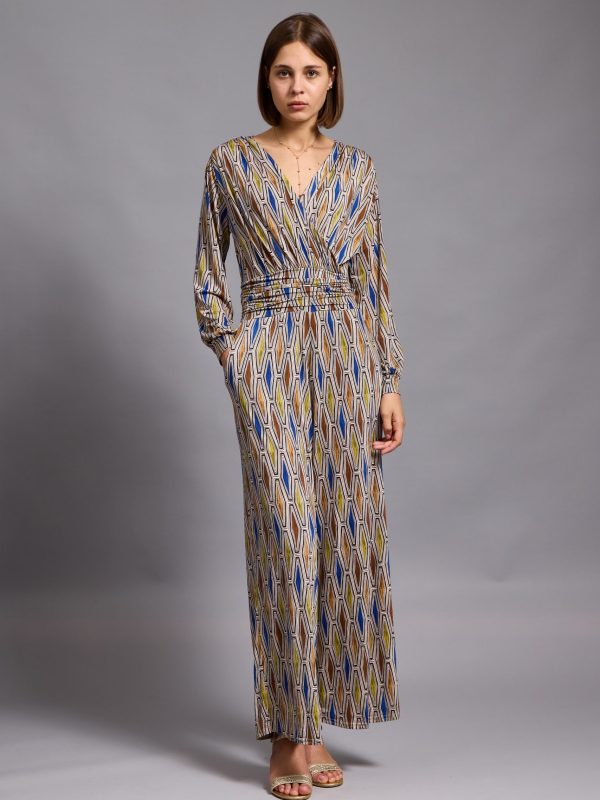 Eliza - Twist Wrap Jumpsuit Diamond In Beige