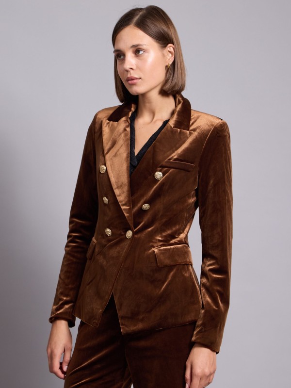 Anna-Velvet Blazer In Camel