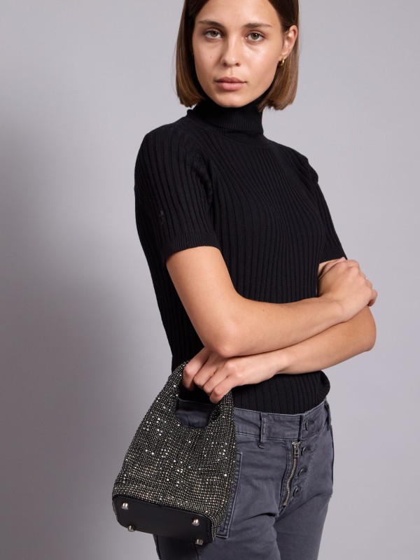 Gia - crystal-embellish shoulder bag in black