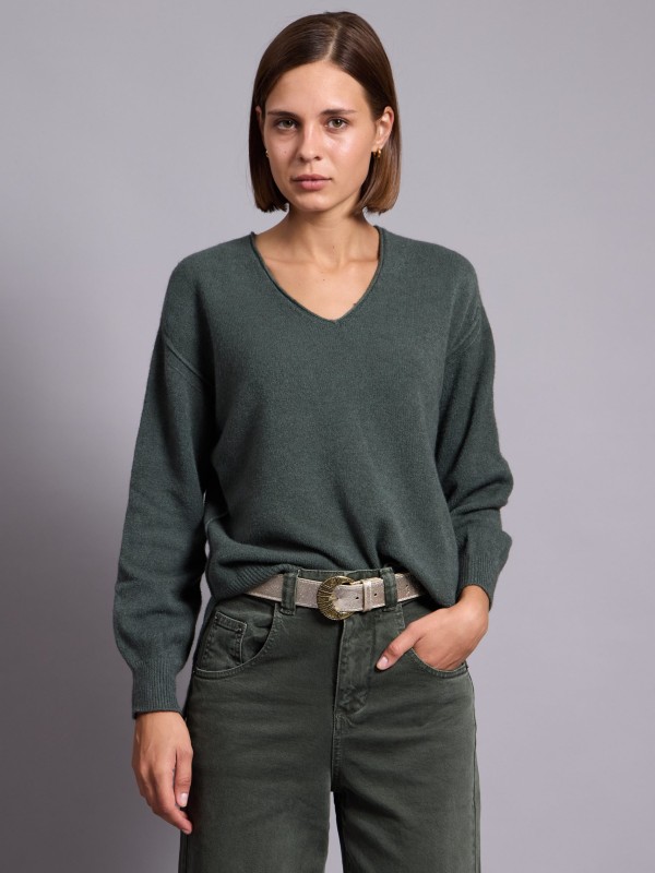 Celine - V Neck Sweater In khaki