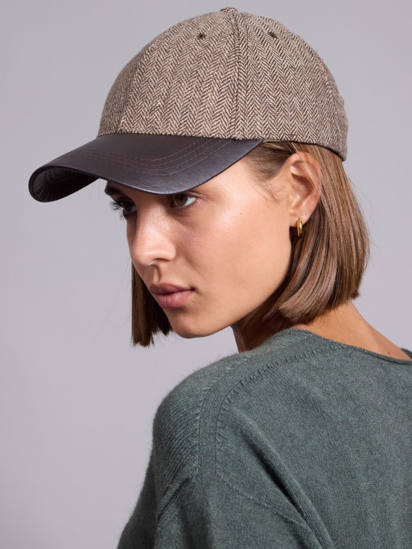 Bella -Trucker Hat-Herringbone In Brown