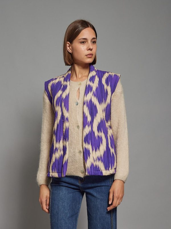 Alexa - quilted viscose silk gilet in purple