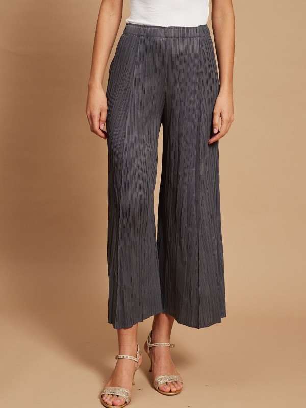 Polly - Pleated Wide-Leg Pants In Grey