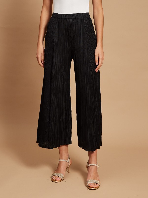 Polly - Pleated Wide-Leg Pants In Black
