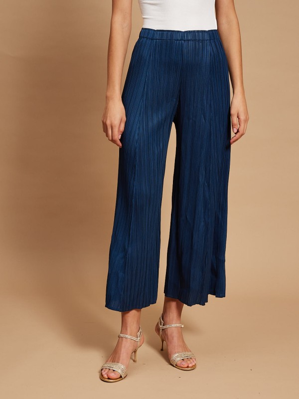Polly - Pleated Wide-Leg Pants In Blue