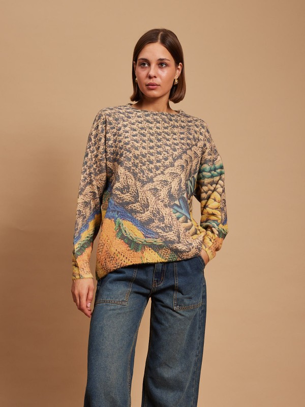 Nalani - Printed Sweater Cable knit