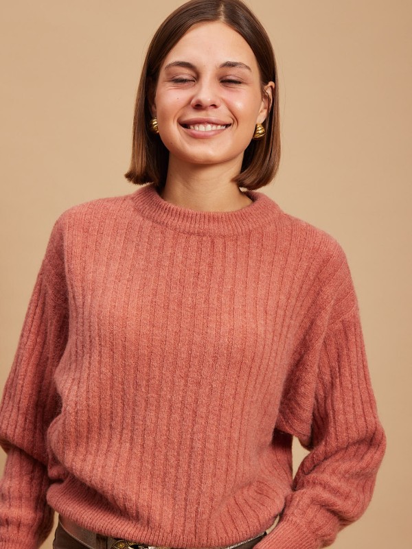 Andy - Wool-blend Ribbed Sweater In cinnamon
