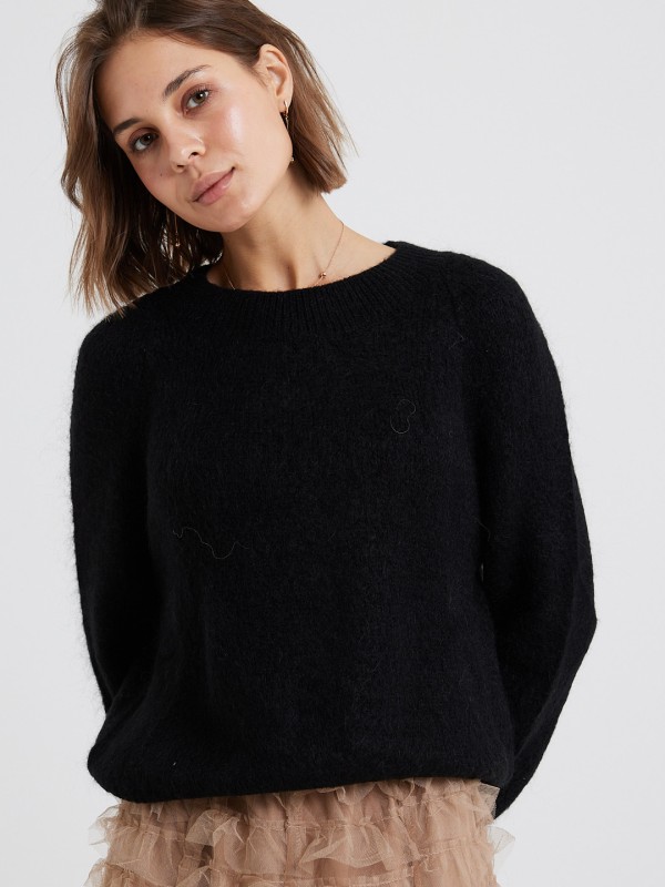 Amelia-Mohair blend Sweater In Black