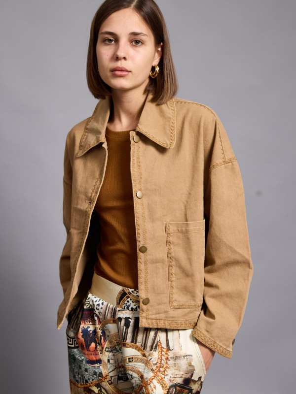 Stina  - Cotton-Twill jacket in camel