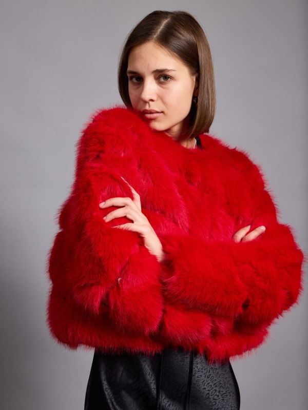 Farah - Faux Fur Coat In Red