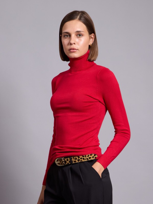 Nina - Turtleneck Sweater in Red