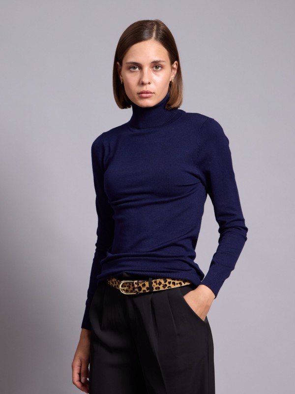 Nina - Turtleneck Sweater in Navy