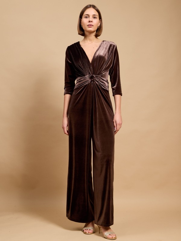 Marla - Twist wrap Velvet Jumpsuit