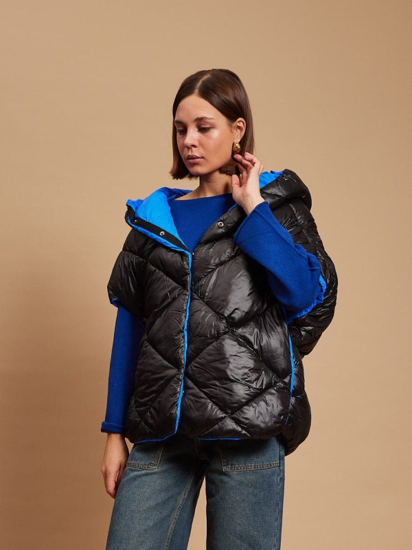 Georgia- Reversible Puffer Gilet In Blue