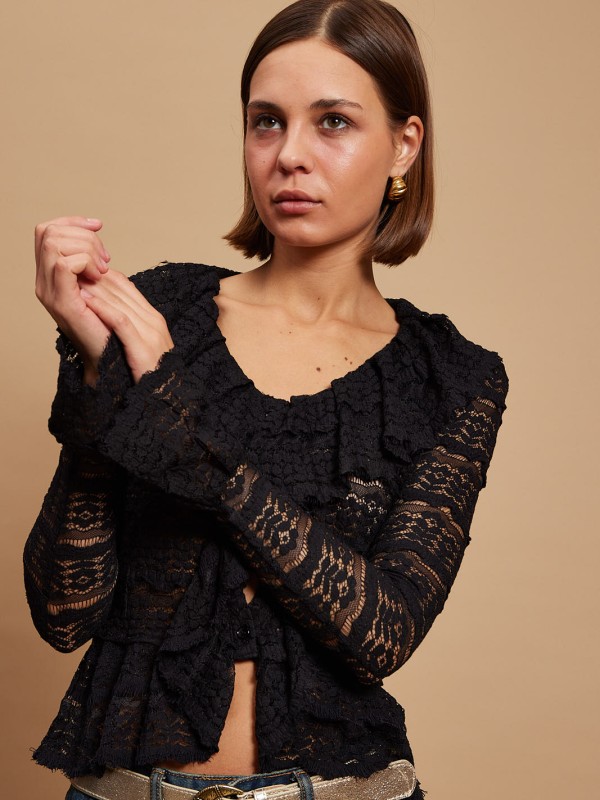Macey - LACE  Blouse In black