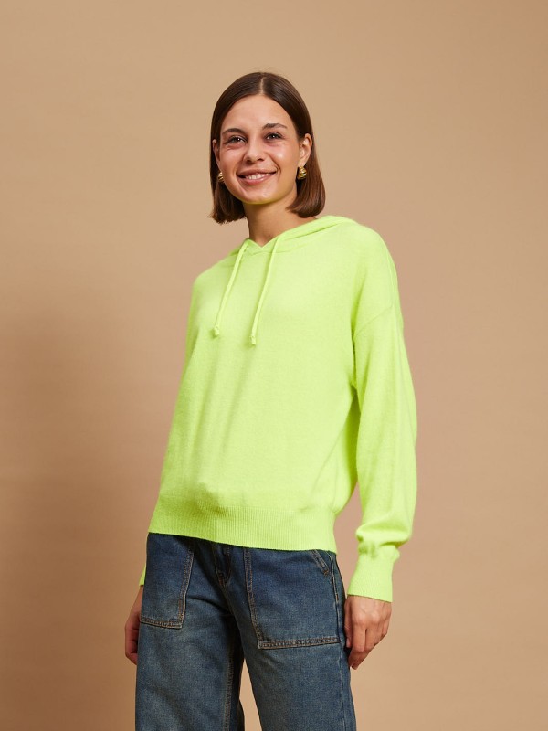 Lauren - Wool-blend hooded Sweater In lime