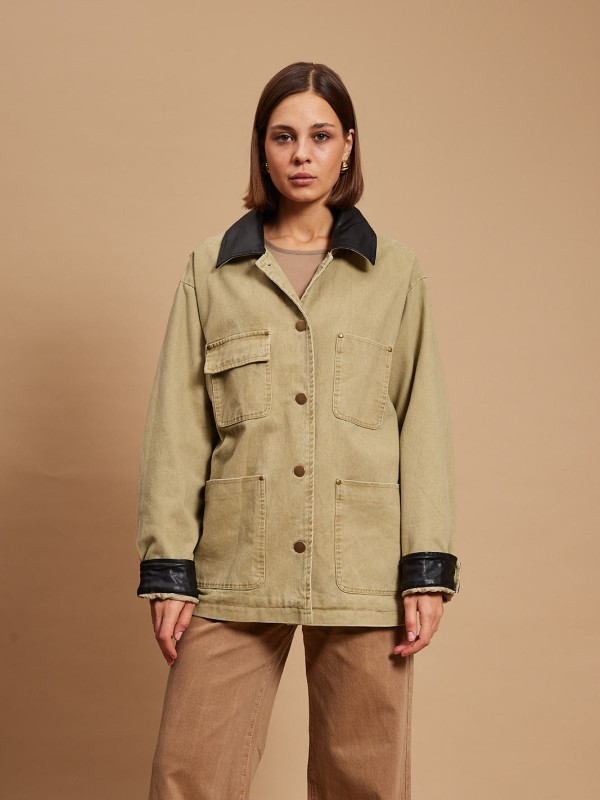 Saachi - Cotton-Twill jacket in khaki