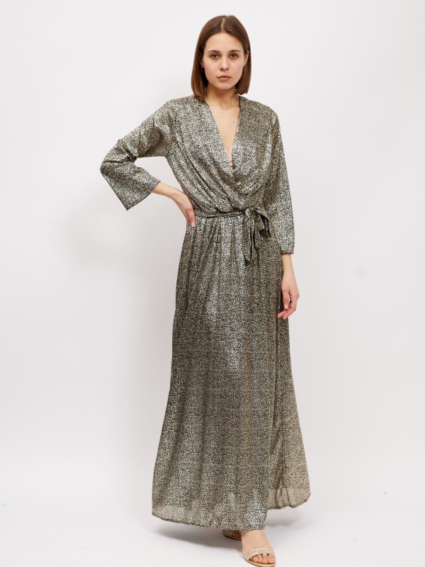 Dena  - Cross -front Maxi Dress In Gold