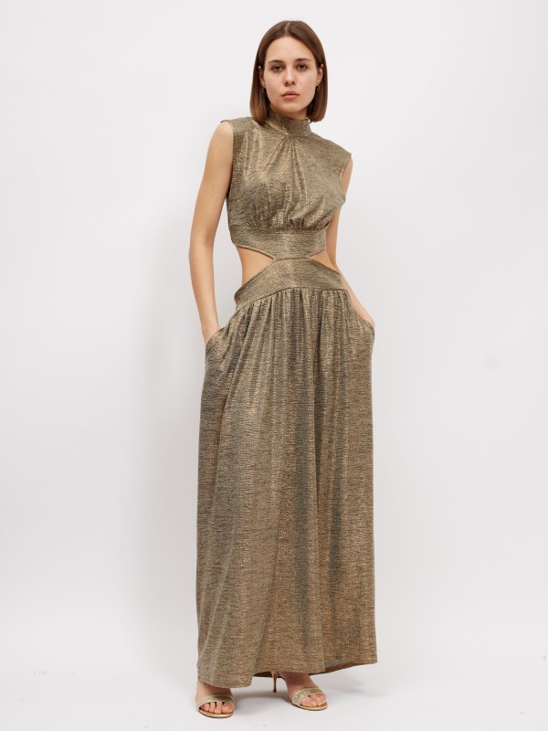 Mabel Cut Out Maxi Dress In Gold