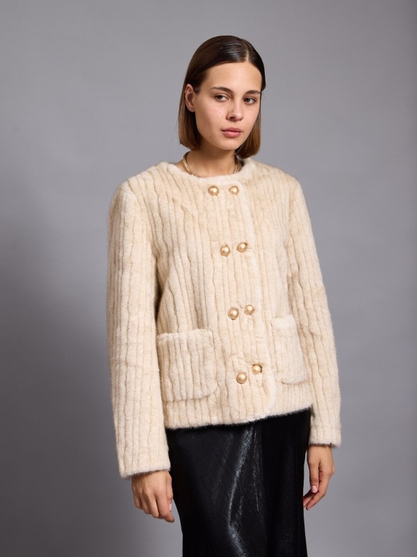 Chantal- Faux Fur Coat In Cream