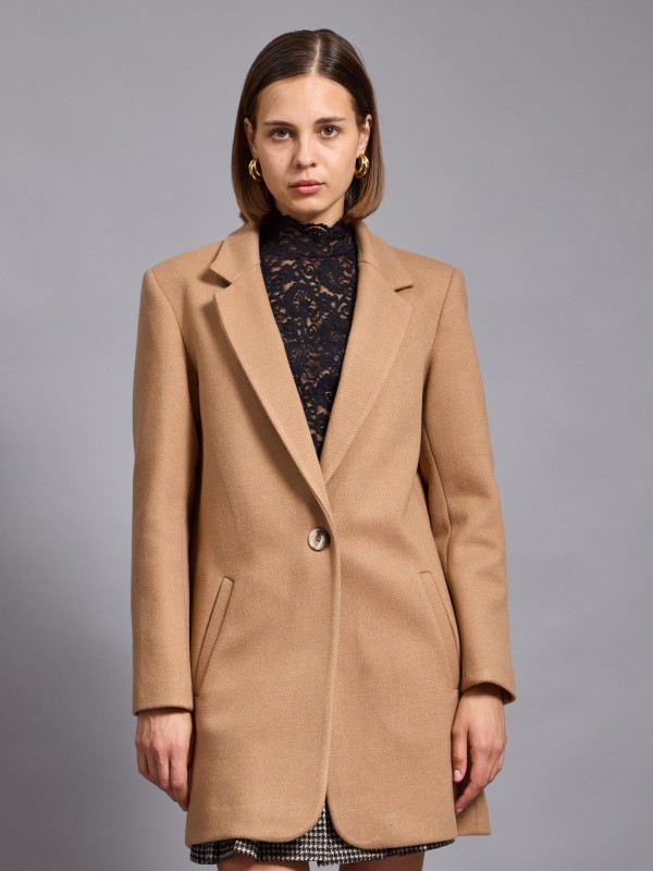 Vivian- wool-blend coat in Camel