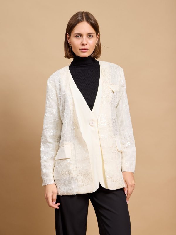 Clarissa - sequined jacket in white