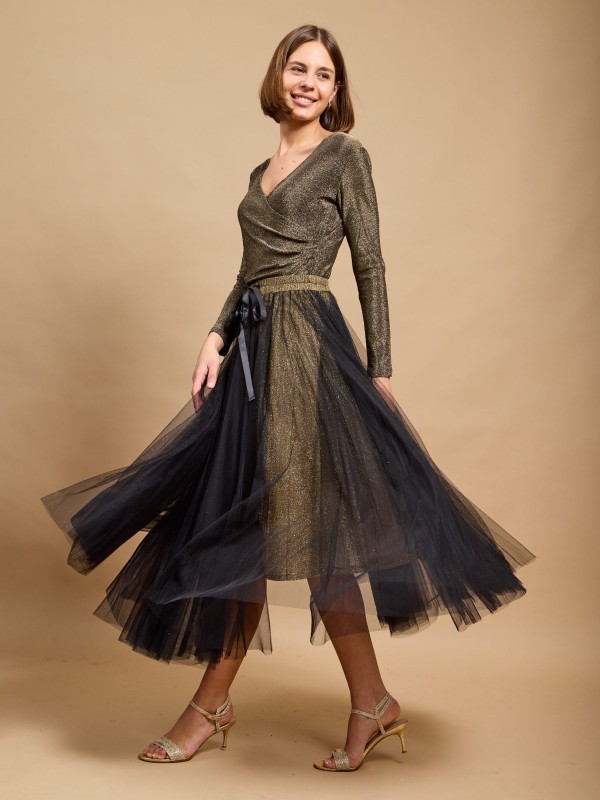 Charly - tulle skirt in gold and black