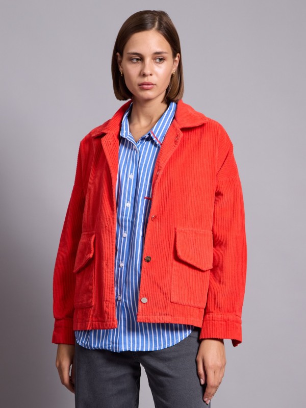 Sarah - cotton corduroy blazer jacket in red