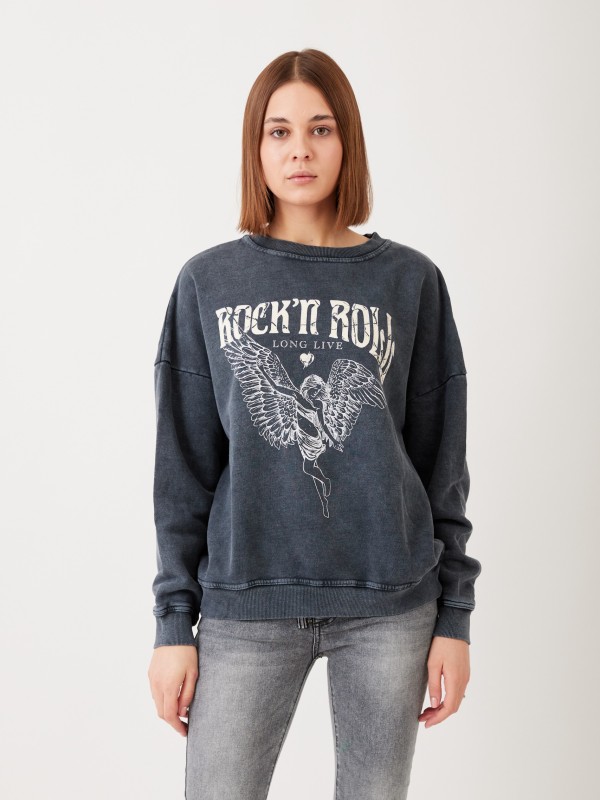 Rory - Rock n Roll cotton-jersey sweatshirt in white