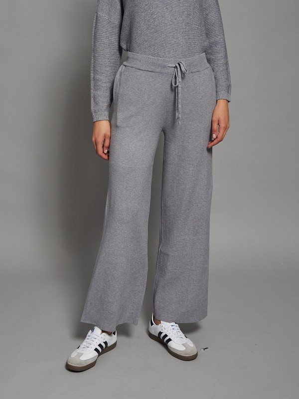 Alice - Viscose blend Wide Leg Knitted Pants In grey