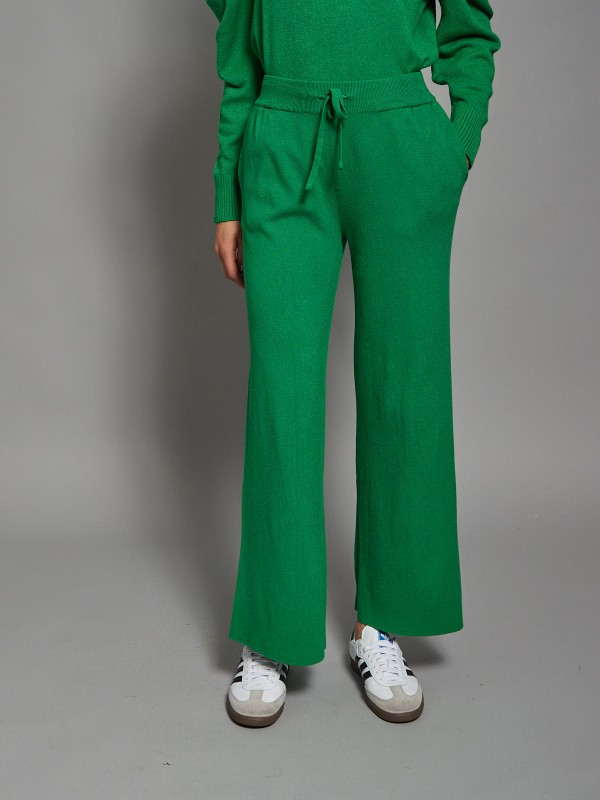 Alice - Viscose blend Wide Leg Knitted Pants In Green