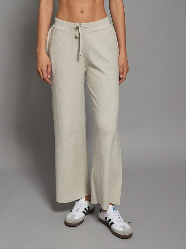 Alice - Viscose blend Wide Leg Knitted Pants In oatmeal