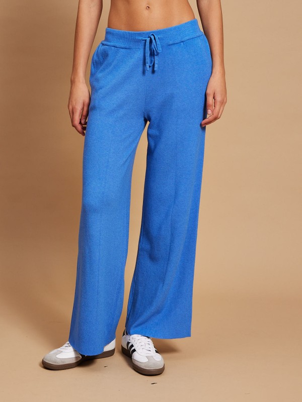 Alice - Viscose blend Wide Leg Knitted Pants In blue