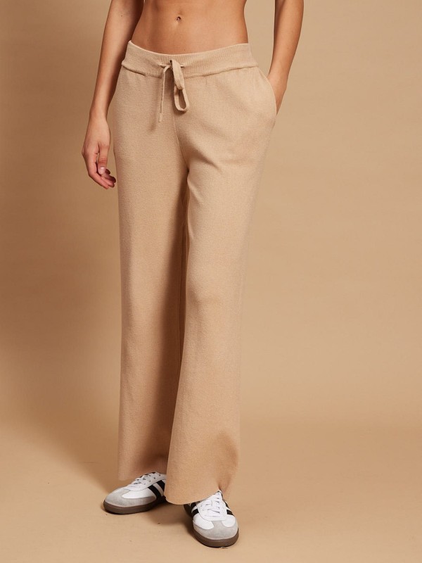 Alice - Viscose blend Wide Leg Knitted Pants In beige