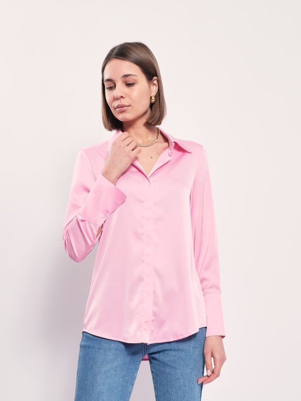 Alexis -Satin Shirt In Pink