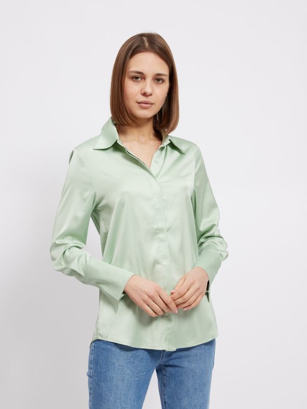 Alexis -Satin Shirt In Mint