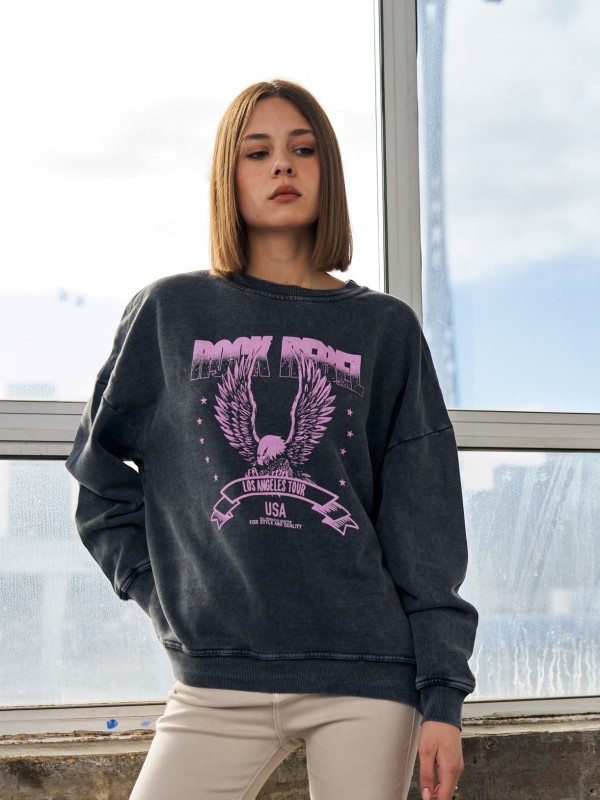 Rory - Rock n Roll cotton-jersey sweatshirt in pink