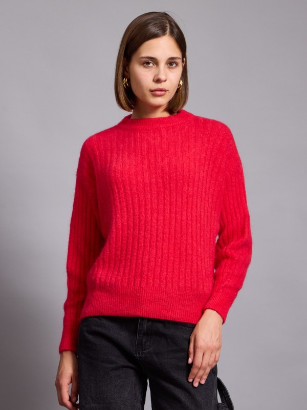 Andy - Wool-blend Ribbed Sweater In Red