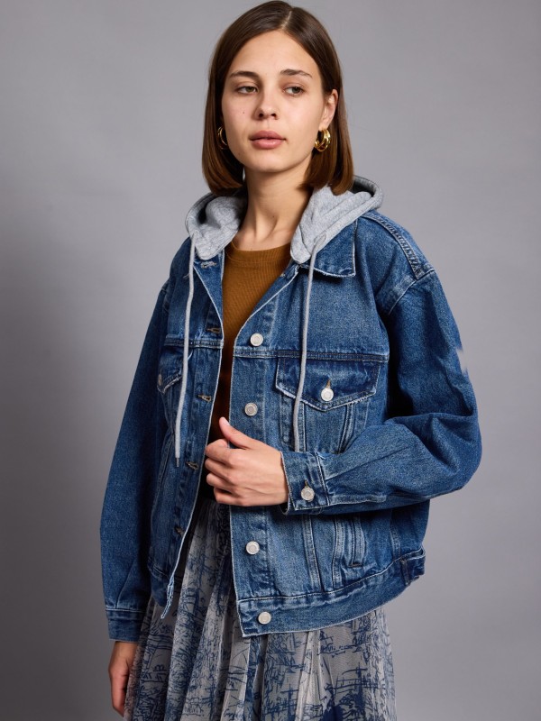 Kimberly - Hooded Denim jacket in blue