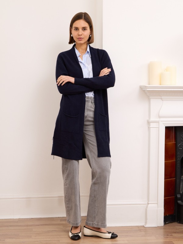 Cassandra -Longline Viscose Cardigan In navy