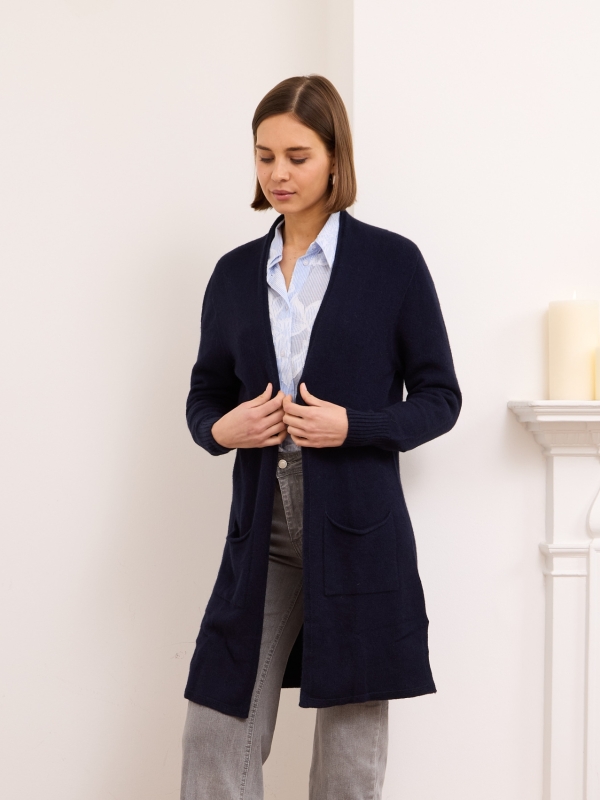 Cassandra -Longline Viscose Cardigan In navy